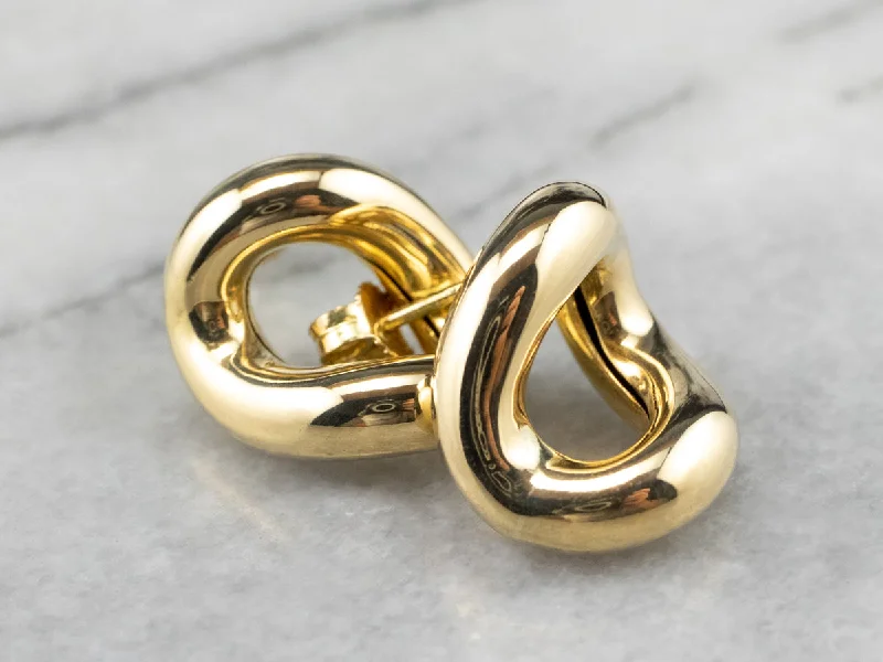 Ladies earrings top brands-Sculptural 18K Gold Stud Earrings