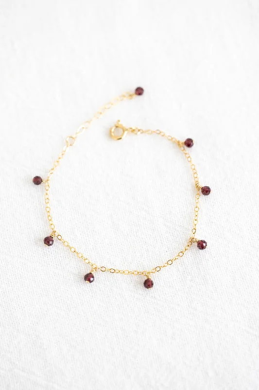 Ladies bracelets rose gold-Garnet Drop Bracelet