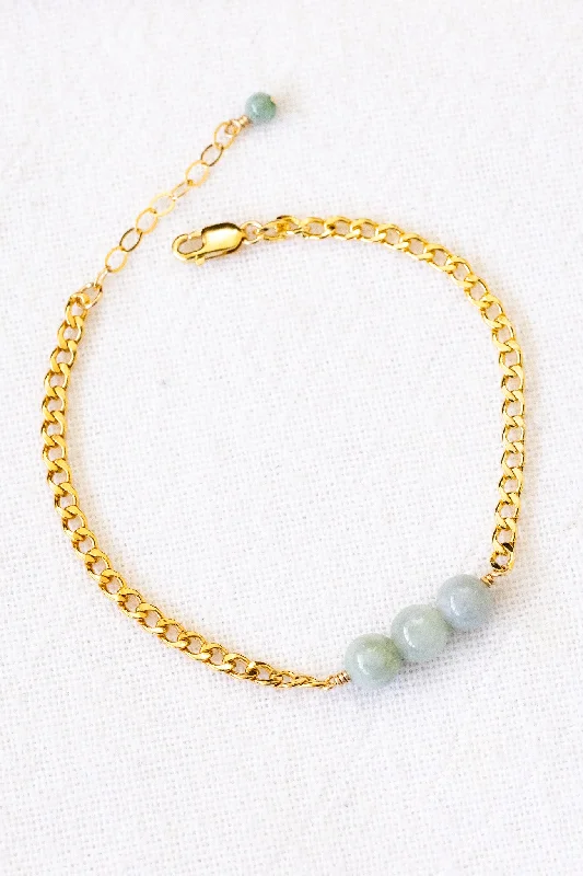 Ladies bracelets daily essentials-Triple Light Jade Endless Bracelet