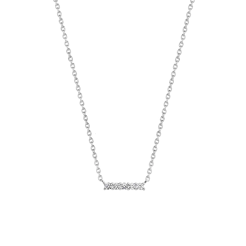 Ladies necklaces friendship chains-Ti Sento Sterling Silver Cubic Zirconia Bar Necklace