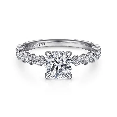 Ladies wedding rings platinum picks-Zelmira - 14K White Gold Round Diamond Engagement Ring (Setting Only)