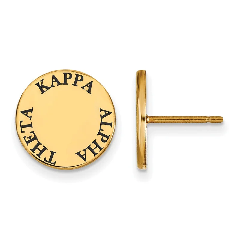 Ladies earrings birthday surprises-14K Plated Silver Kappa Alpha Theta Enamel Disc Post Earrings