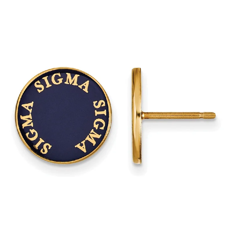 Ladies earrings proposal surprises-14K and Silver & Royal Purple Enamel Sigma Sigma Sigma Post Earrings