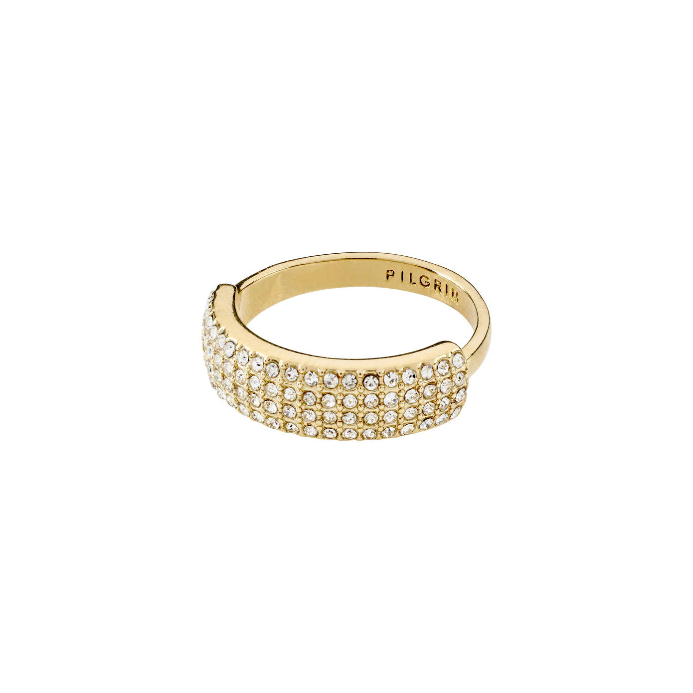 Ladies rings engraved names-Heat Gold Plated Crystal Ring