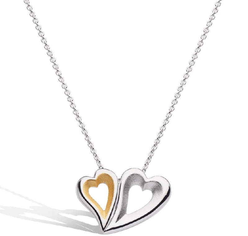 Ladies necklaces gift choices-Kit Heath Desire Love Story Tender Together Gold Twinned Heart Necklace