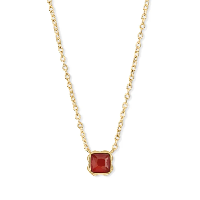 Ladies necklaces creative looks-Coeur De Lion January Birthstone Gold Red Agate Necklace