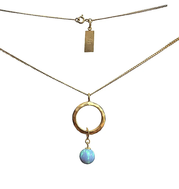 Ladies necklaces casual designs-Yaron Morhaim 14ct Gold Vermeil Opal Necklace