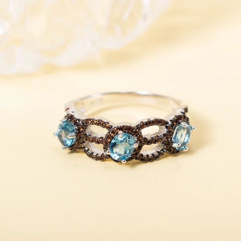 Ladies rings celebrity styles-Navy Blue Topaz Ring