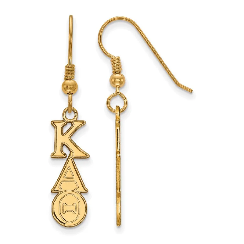 Ladies earrings hoop designs-14K Plated Silver Kappa Alpha Theta Dangle Small Earrings