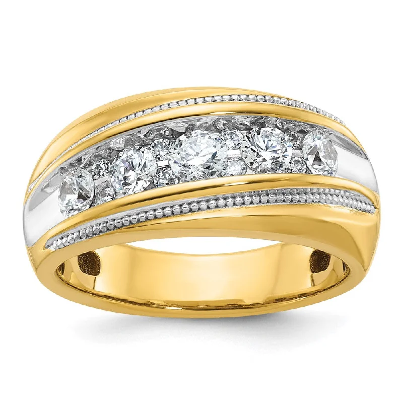 Ladies rings sentimental value-10.7mm 10K Yellow or White Gold 1 Ctw Diamond Milgrain Tapered Band