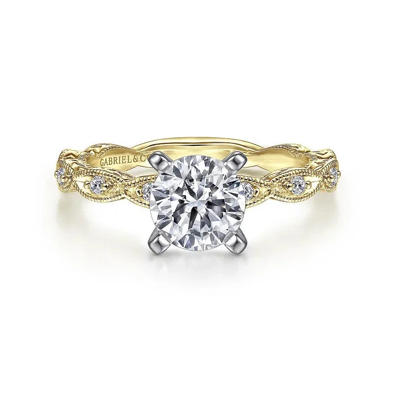 Ladies wedding rings sentimental value-Sadie - 14K Yellow Gold Round Diamond Engagement Ring