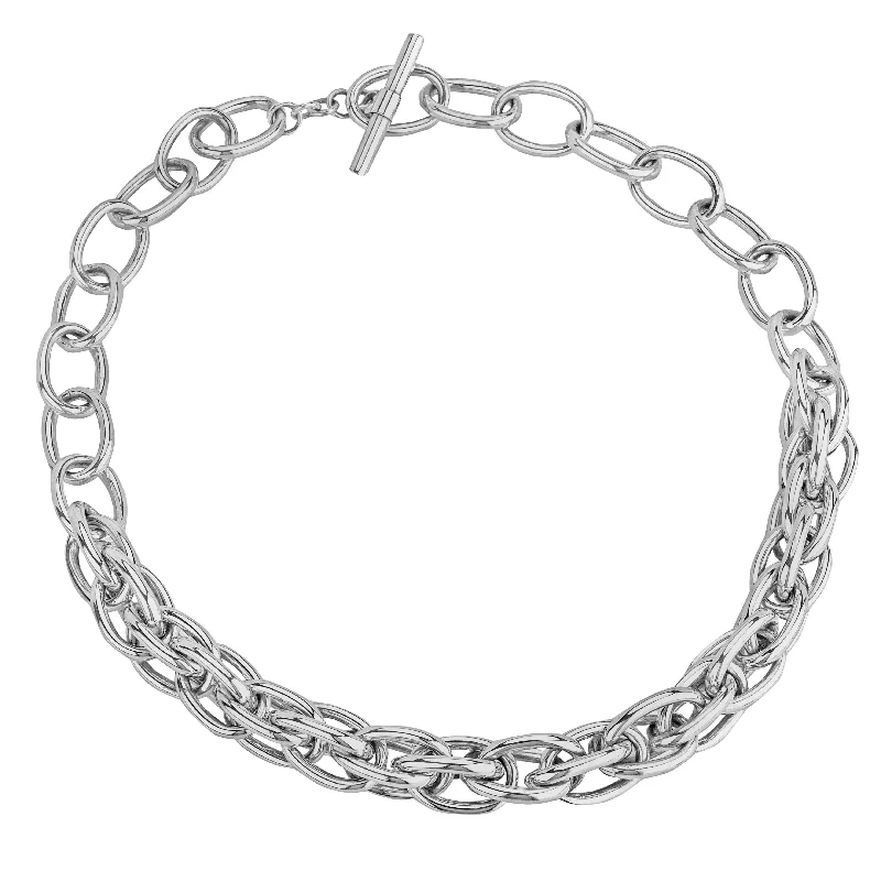 Ladies necklaces minimalist looks-Chunky Link Chain Necklace in Sterling Silver