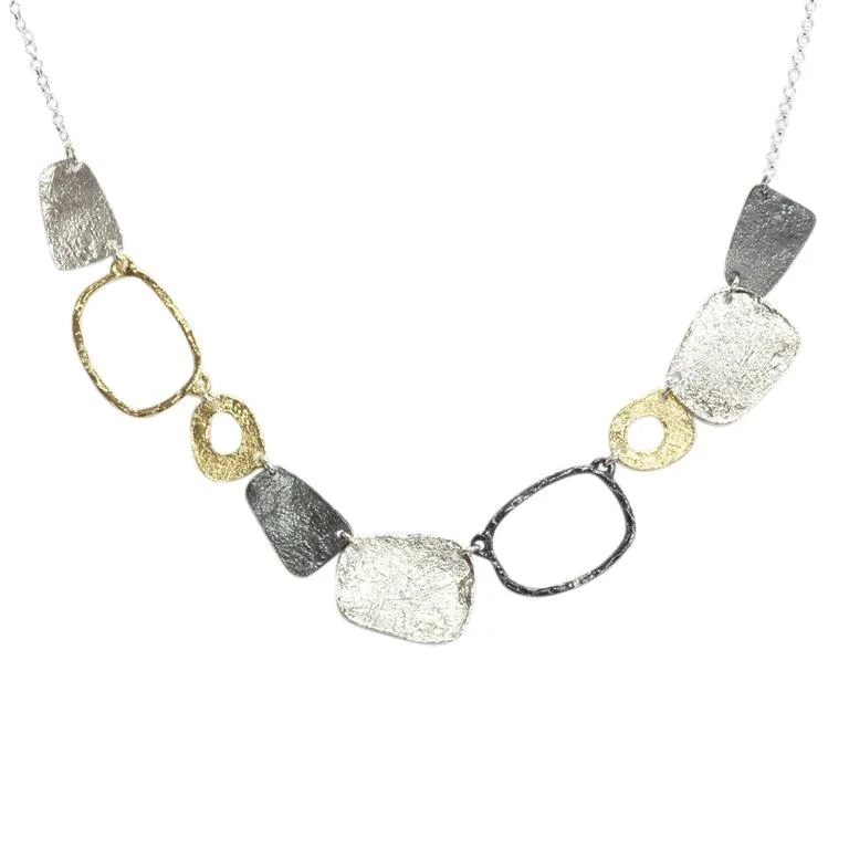 Ladies necklaces care advice-Saphirim Multi Element Gold Plated and Silver Necklace