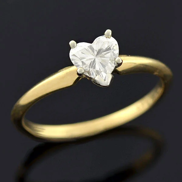 Ladies wedding rings budget finds-Estate 14kt Heart Diamond Solitaire Engagement Ring 0.45ct