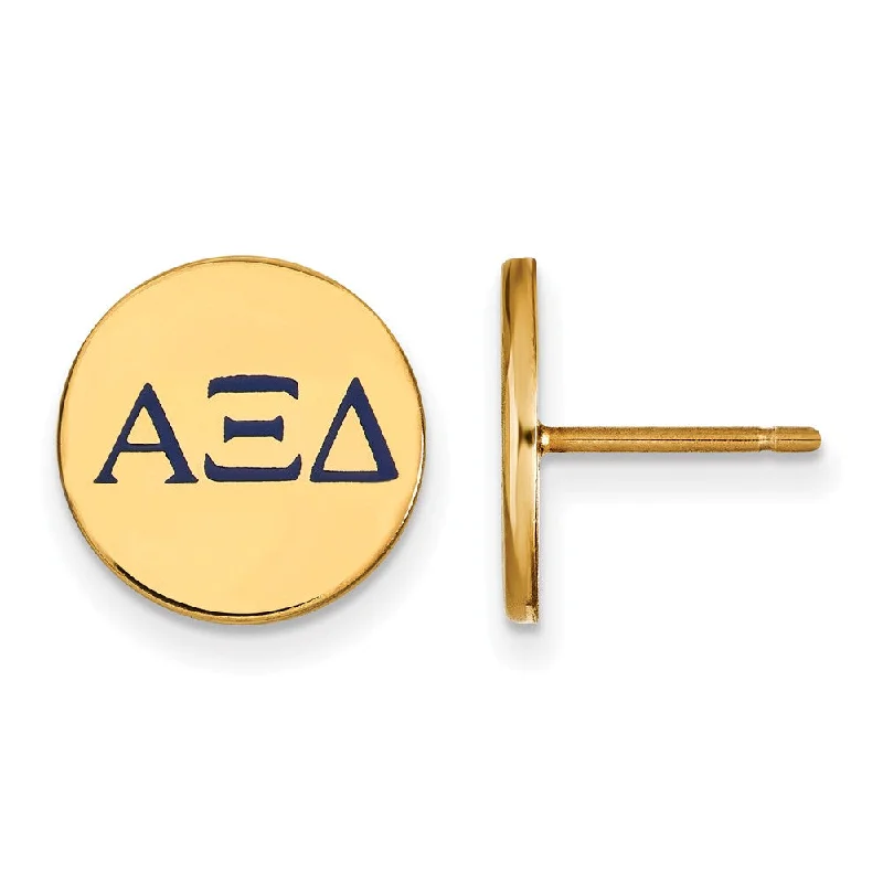 Ladies earrings limited releases-14K Plated Silver Alpha Xi Delta Enamel Greek Letters Post Earrings