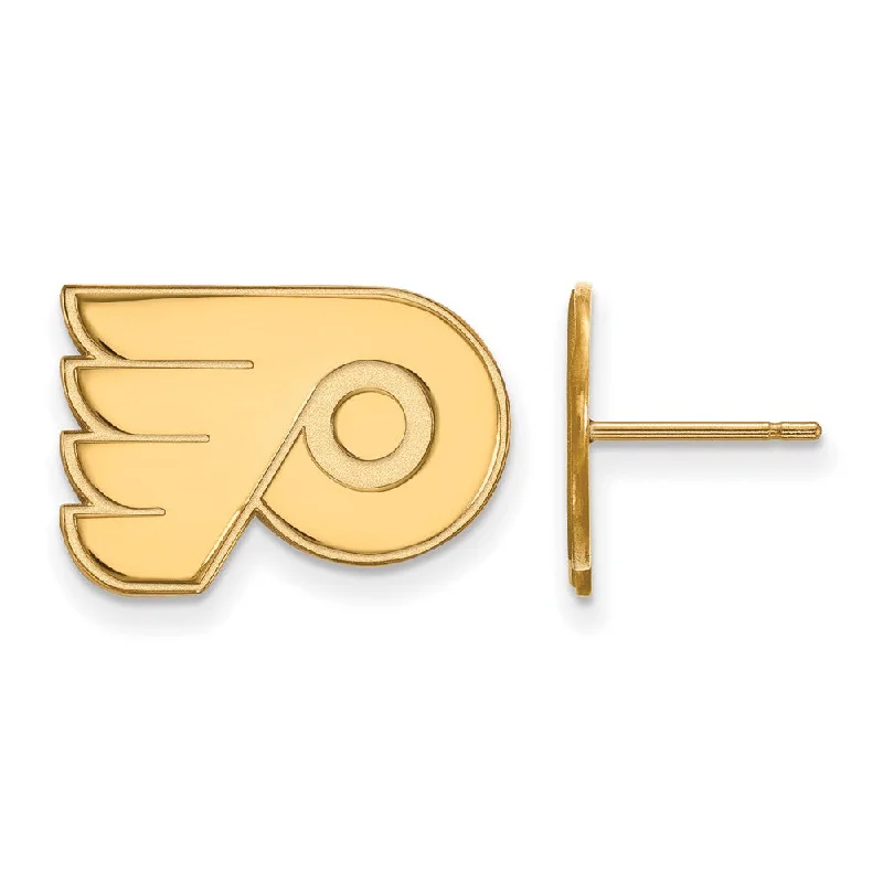 Ladies earrings discount deals-10k Yellow Gold NHL Philadelphia Flyers Small Post Earrings