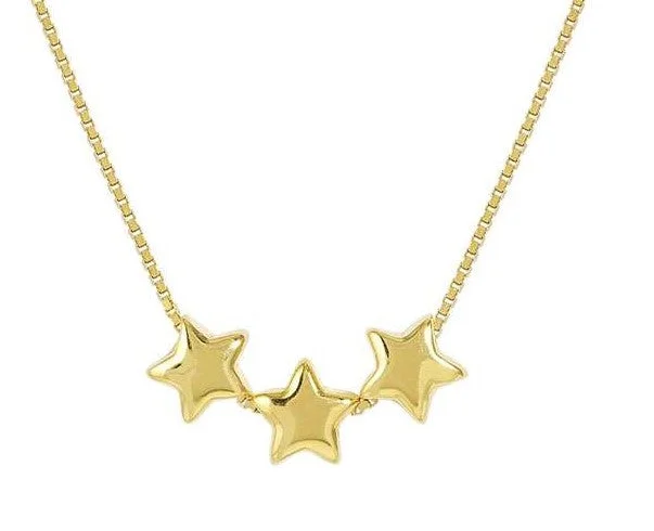 Ladies necklaces lightweight options-Nomination Gold Vermeil Cubic Zirconia 3 Star Necklace