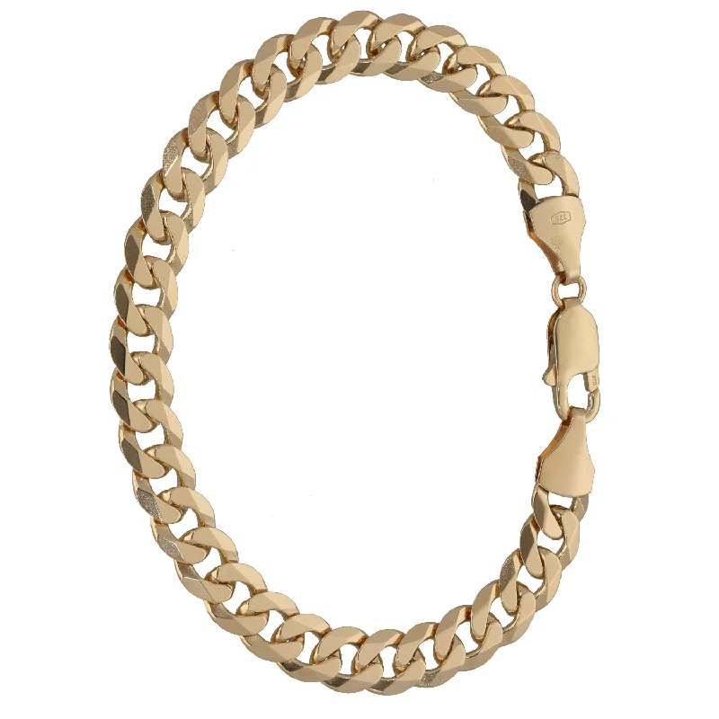 Ladies bracelets pearl accents-9ct Gold Curb Bracelet