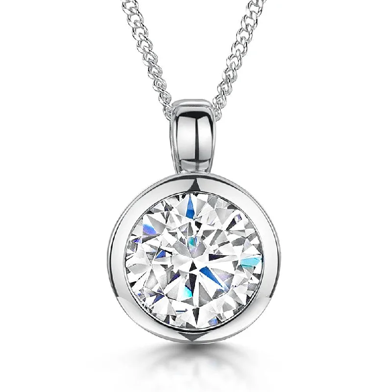 Ladies necklaces social trends-Jools Sterling Silver 0.8cm Cubic Zirconia Pendant Necklace