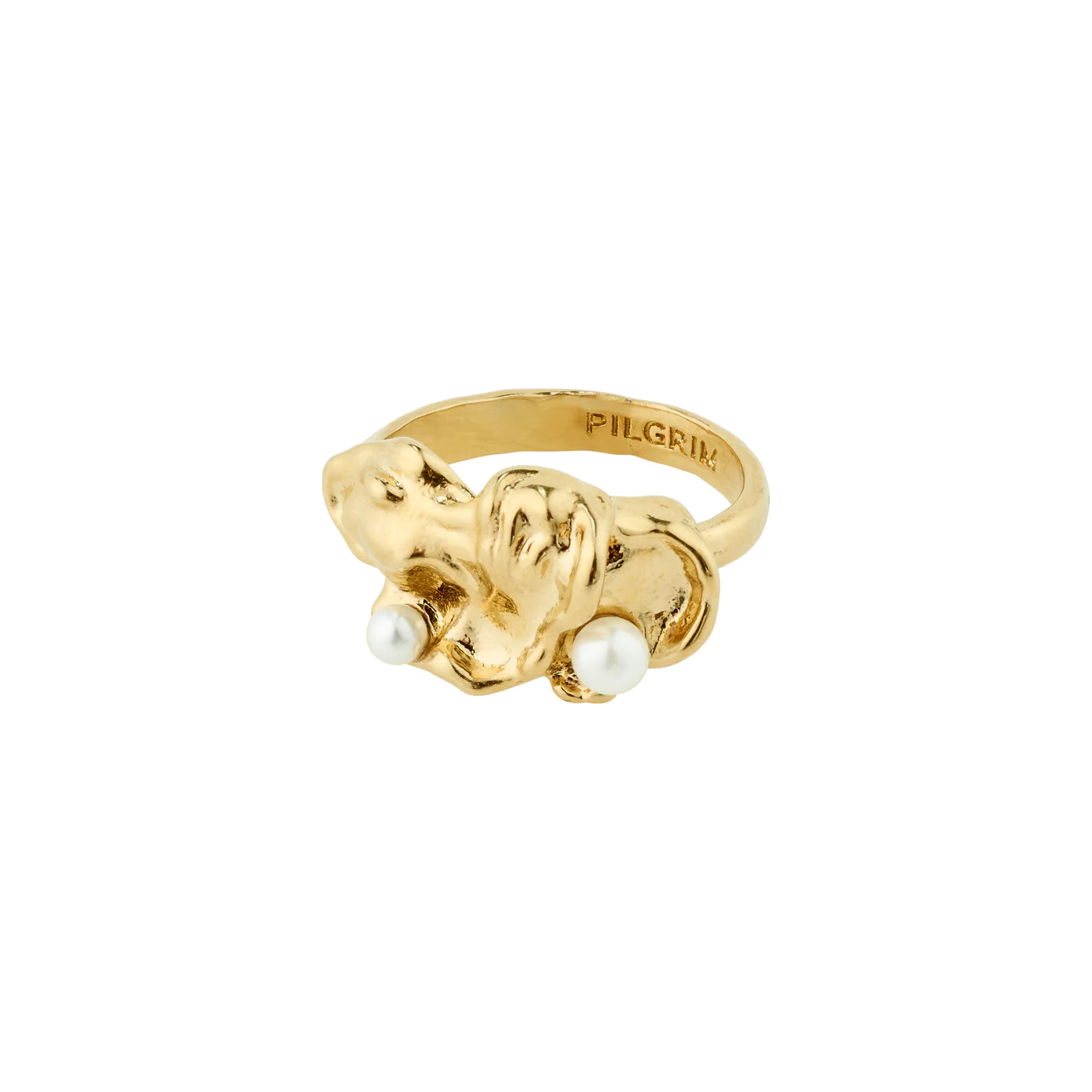 Ladies rings age suitability-Moon Gold Plated Ring