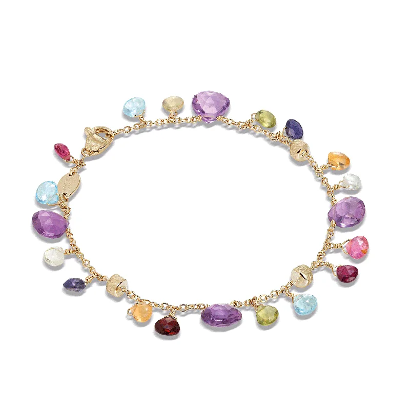 Ladies bracelets geometric shapes-Paradise 18ct Yellow Gold Multicoloured Gemstone Bracelet