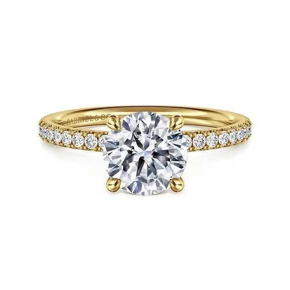 Ladies wedding rings ceremony styles-Twain - 14K Yellow Gold Round Diamond Engagement Ring (Setting Only)