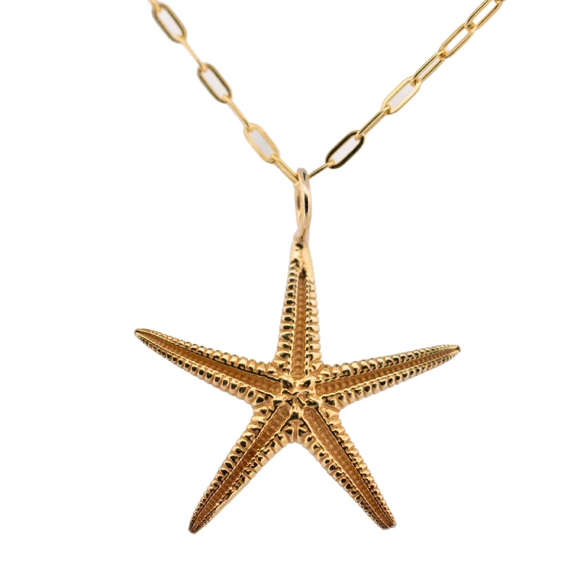 Ladies necklaces punk edge-Dainty London Maxi Gold Starfish Necklace