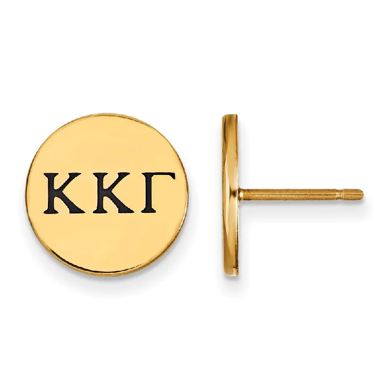 Ladies earrings elegant looks-14K Plated Silver Kappa Kappa Gamma Enamel Greek Letters Post Earrings