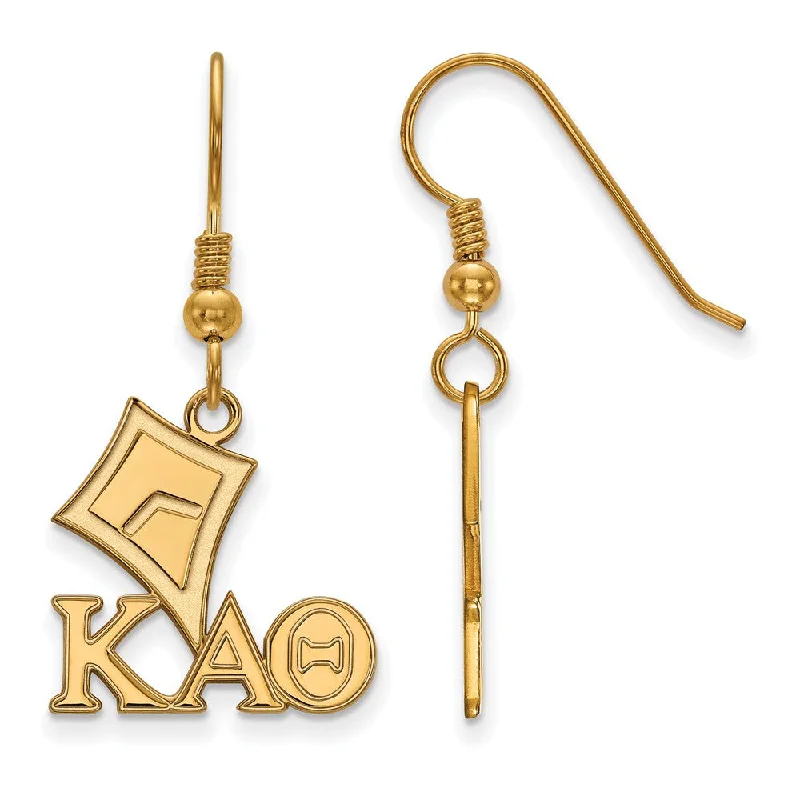 Ladies earrings 2025 trends-14K Plated Silver Kappa Alpha Theta Small Dangle Earrings