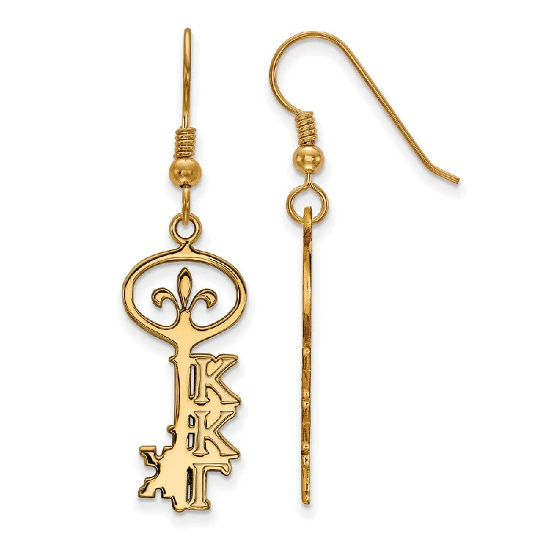 Ladies earrings discount deals-14K Plated Silver Kappa Kappa Gamma Small Dangle Earrings