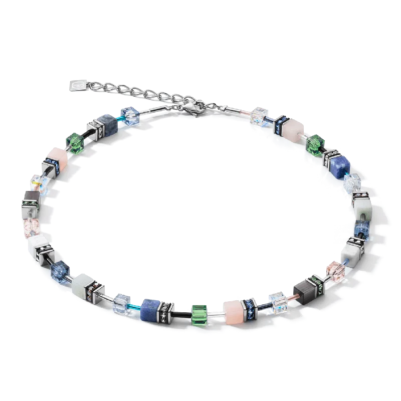 Ladies necklaces mature styles-Coeur De Lion Swarovski® Crystals GeoCUBE® & Blue-Green Necklace