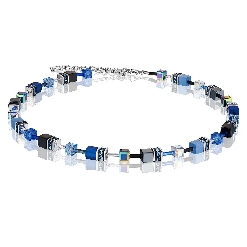 Ladies necklaces limited releases-Coeur De Lion Cobalt Blue Grey Swarovski® Crystals GeoCUBE® Necklace