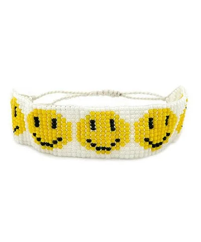 Ladies bracelets Asian-inspired-Smiley Beaded Bracelet - White