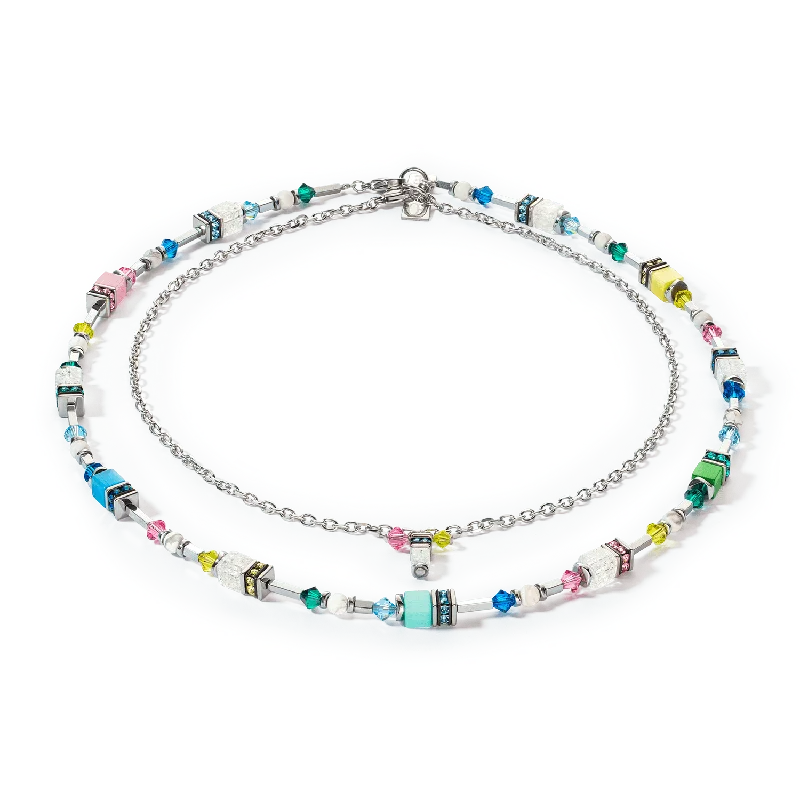 Ladies necklaces elegant designs-Coeur De Lion Summer Dream Silver and Multicolour Pastel Necklace