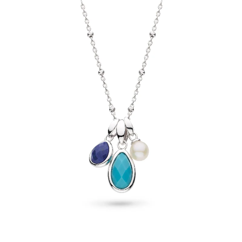 Ladies necklaces cute accents-Kit Heath Pebble Azure Gemstone Trio Pendant Necklace