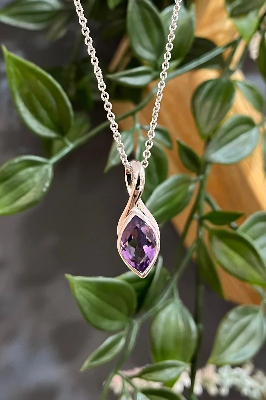 Ladies necklaces age-appropriate-Unique & Co Sterling Silver Amethyst Pendant Necklace