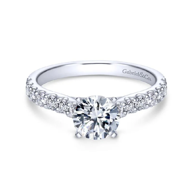 Ladies wedding rings online shops-14K White Gold Round Diamond Engagement Ring