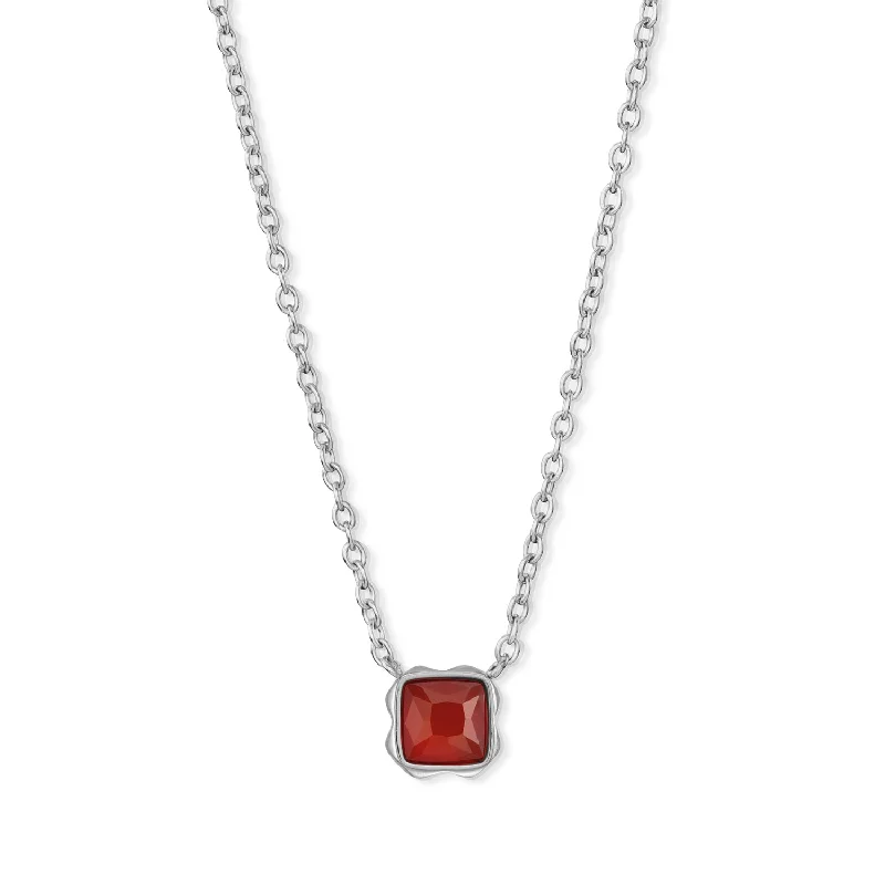 Ladies necklaces hypoallergenic-Coeur De Lion January Birthstone Red Agate Necklace