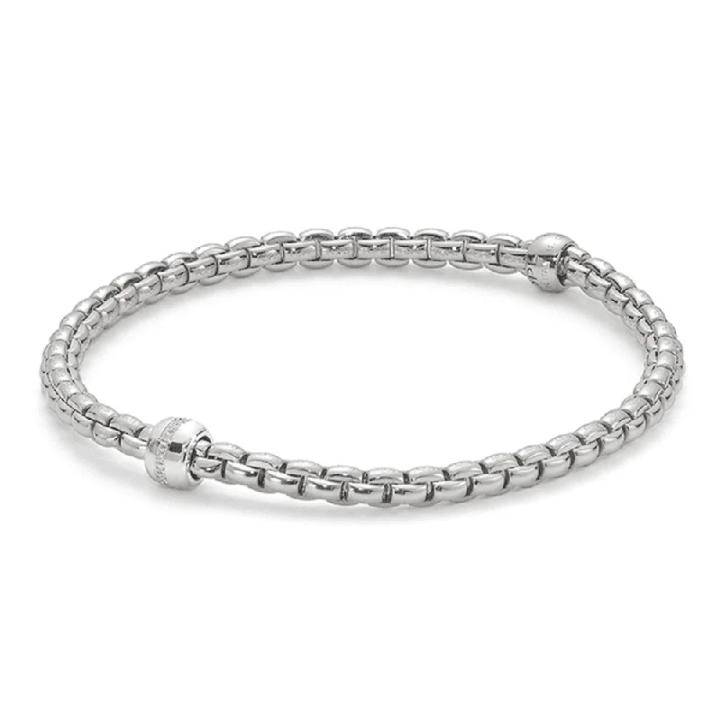 Ladies bracelets charm pieces-Eka 18ct White Gold Bracelet With Diamond Set Rondel