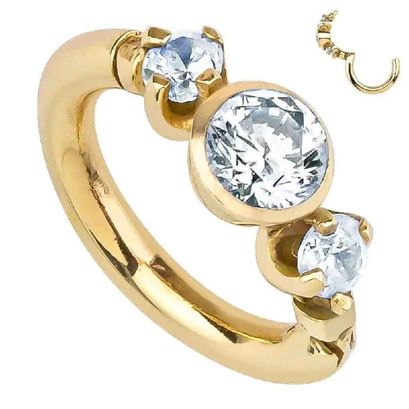 Ladies wedding rings conflict-free-Tiny Engagement Ring 14K Gold Clicker Cartilage Earring