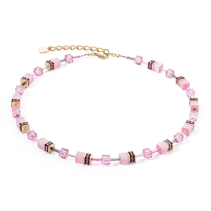 Ladies necklaces office wear-Coeur De Lion Iconic Mono Gold Pink Necklace