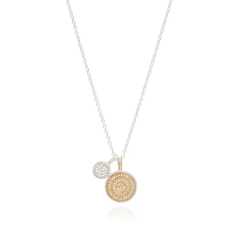 Ladies necklaces white gold-Anna Beck Silver & Gold Dual Disc Circle of Life Necklace