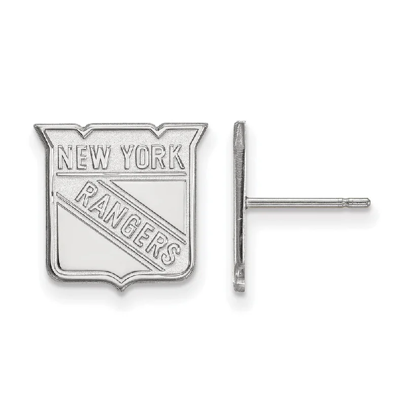 Ladies earrings synthetic jewels-14k White Gold NHL New York Rangers Small Post Earrings