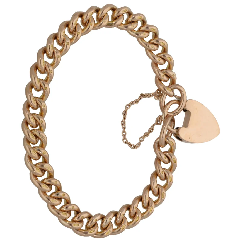 Ladies bracelets Asian-inspired-9ct Rose Gold Curb Bracelet