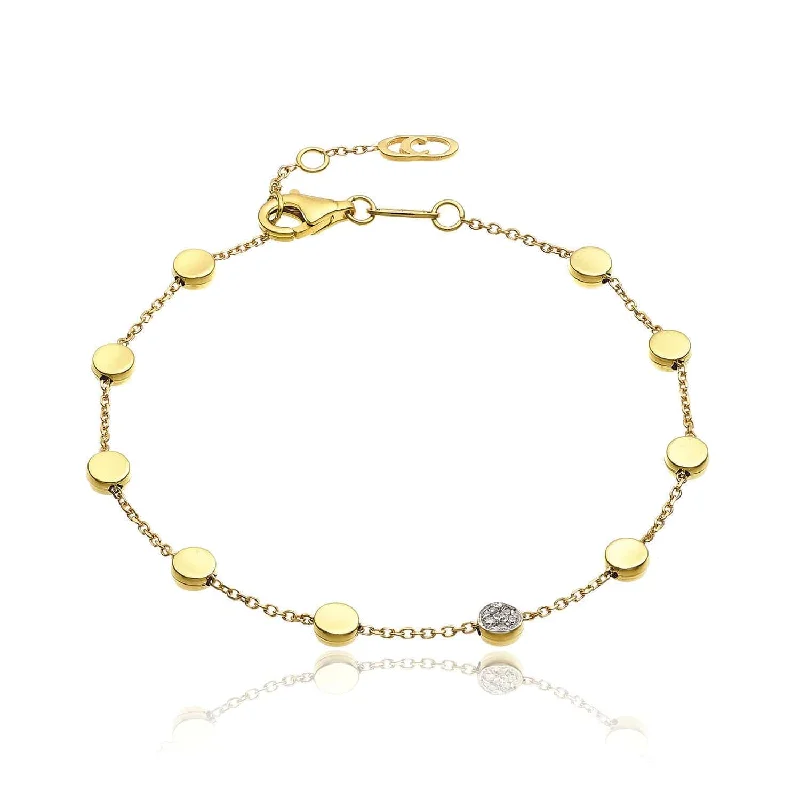 Ladies bracelets buying tips-Armillas Glow 18ct Yellow Gold Flat Small Circle Diamond Pave Set Bracelet