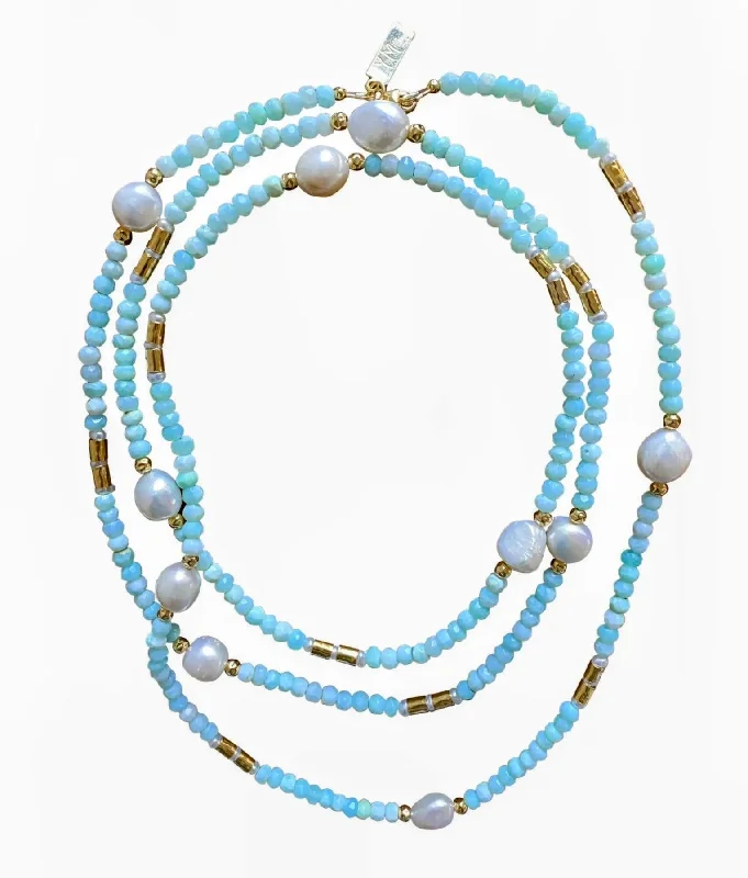 Ladies necklaces customer reviews-Yaron Morhaim Long Peruvian Opal Necklace