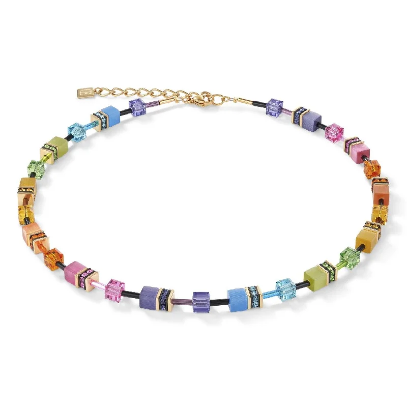 Ladies necklaces elegant designs-Coeur De Lion Rainbow Gold 2 and Swarovski® Crystals GeoCUBE® Necklace