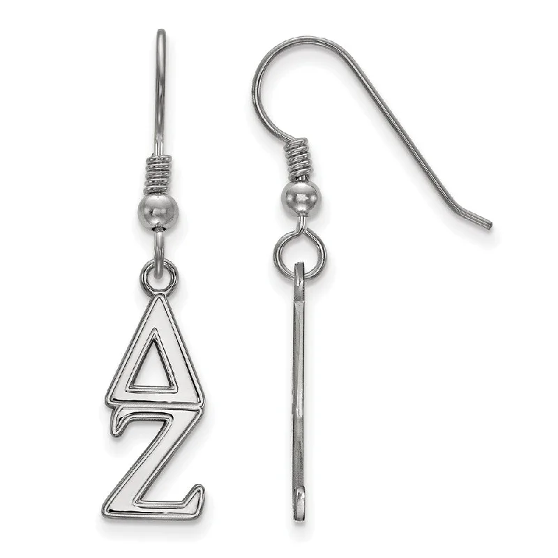 Ladies earrings girlfriend treats-Sterling Silver Delta Zeta Dangle Small Earrings