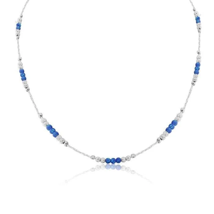 Ladies necklaces gothic styles-Lavan Dark Blue Opal and Silver Necklace