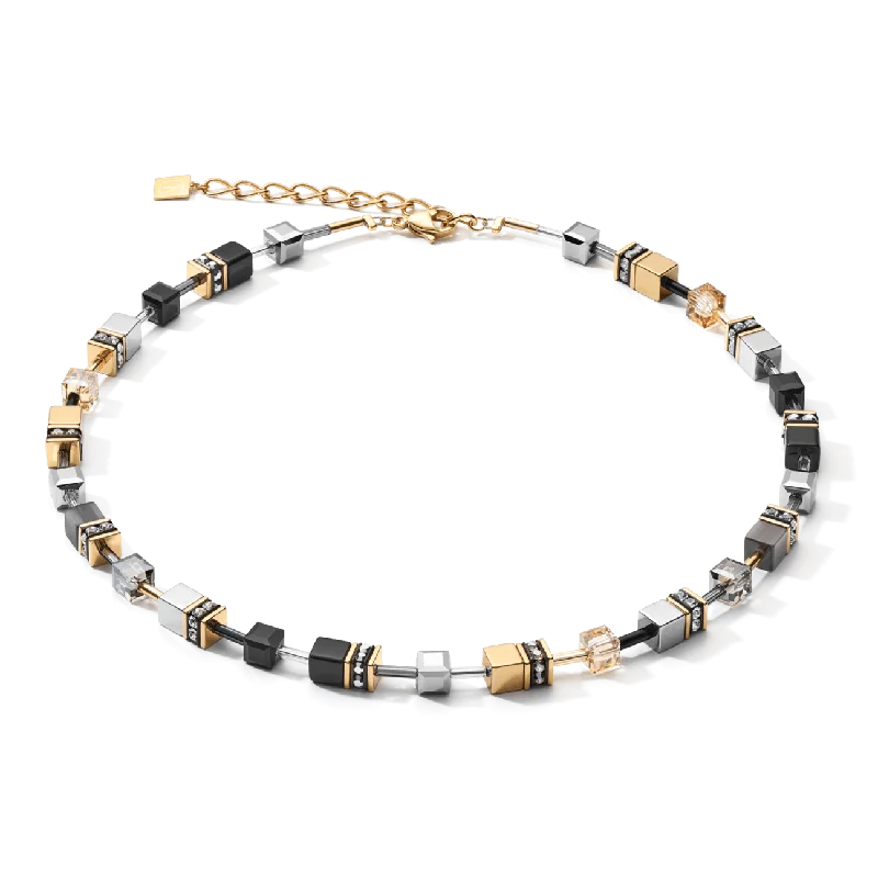 Ladies necklaces collectible pieces-Coeur De Lion GeoCUBE® Grey Gold Necklace